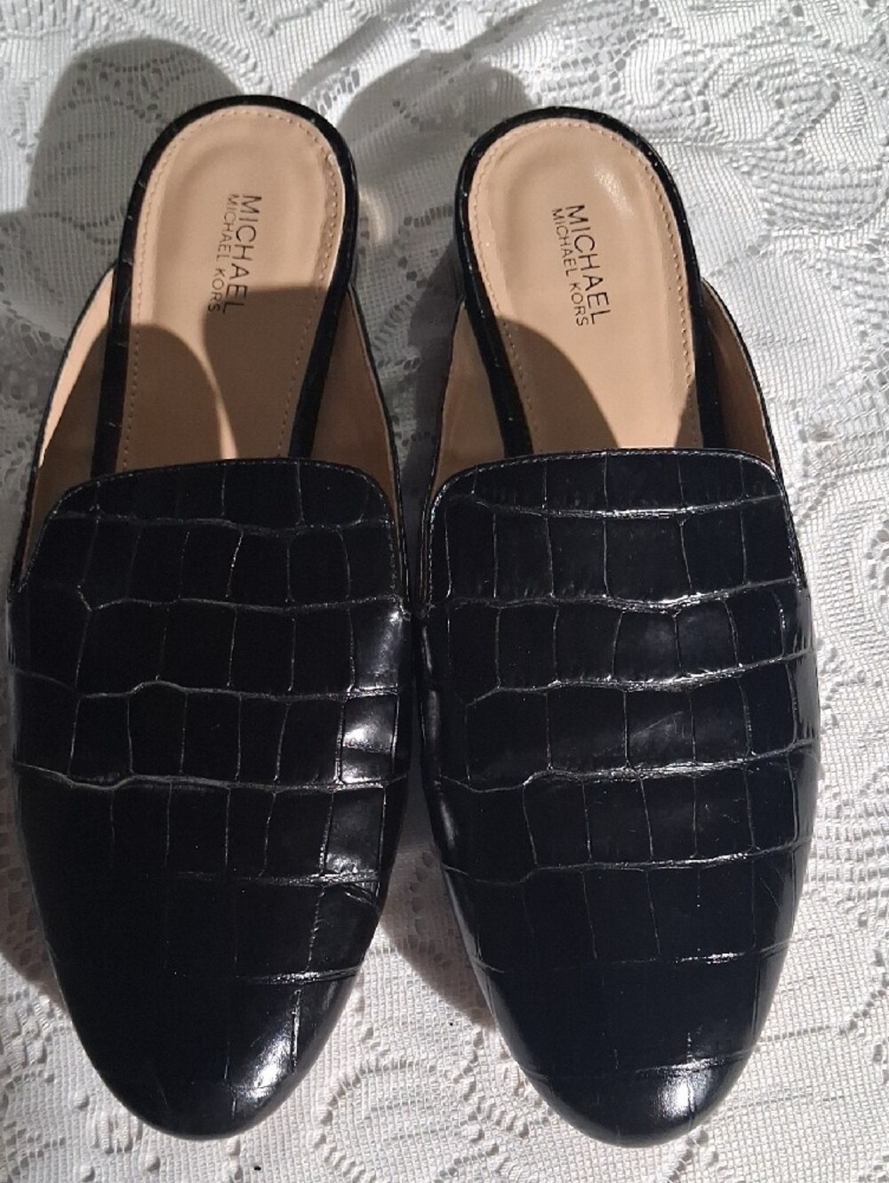 Michael Kors Women's Black Croc-Embossed Slip-On Loafers - Picture 2 of 6